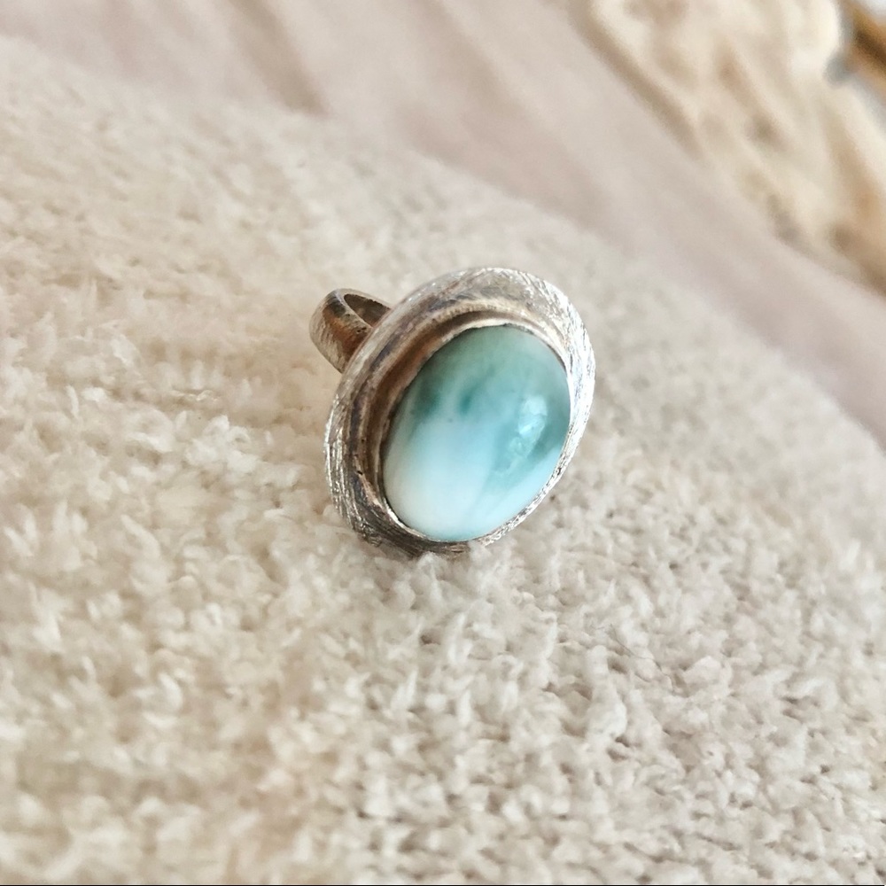 Larimar sterling silver ring 6🏝🐟🐠
